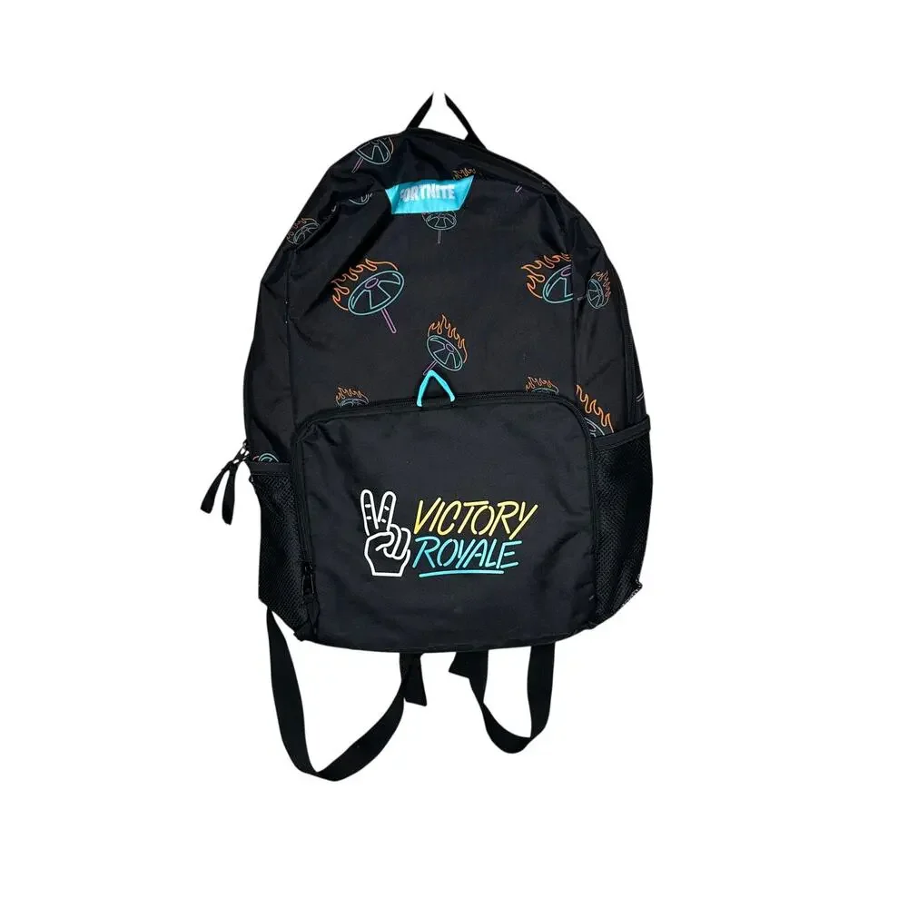 Fortnite Victory Royale Backpack Black Blue Multi Compartment Gamer School Bag